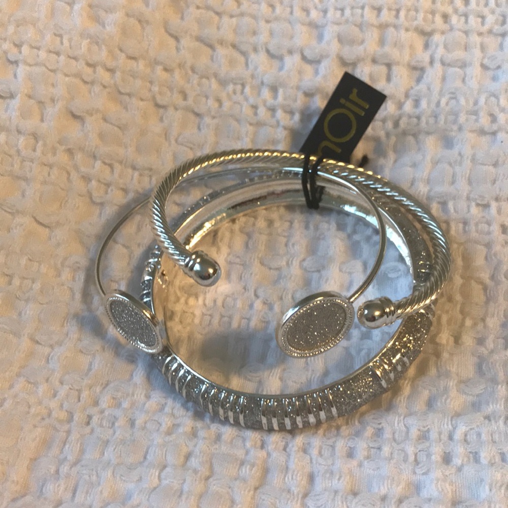 Silver set of three bangle bracelets